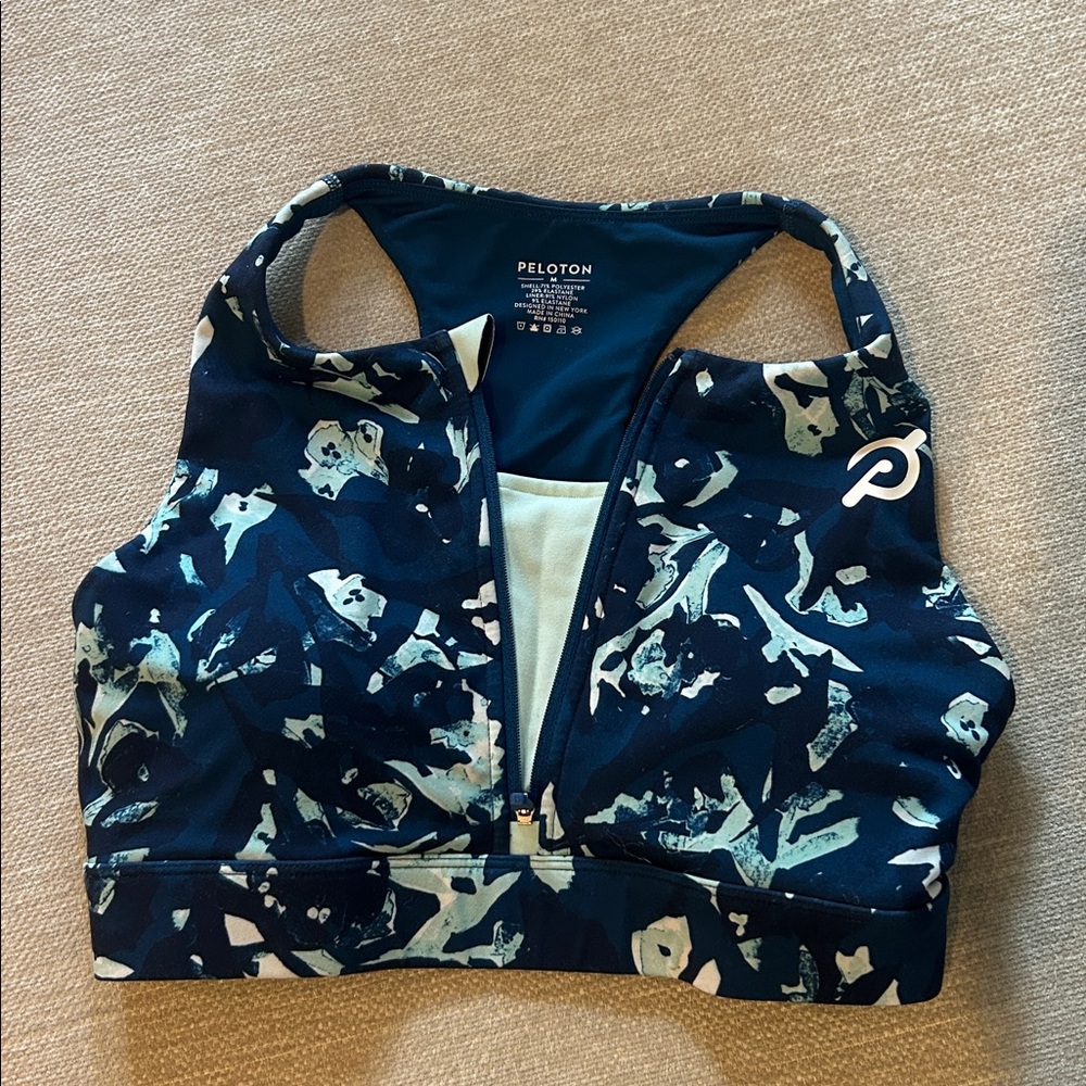 Peloton Blue Patterned Cadent Sports Bra